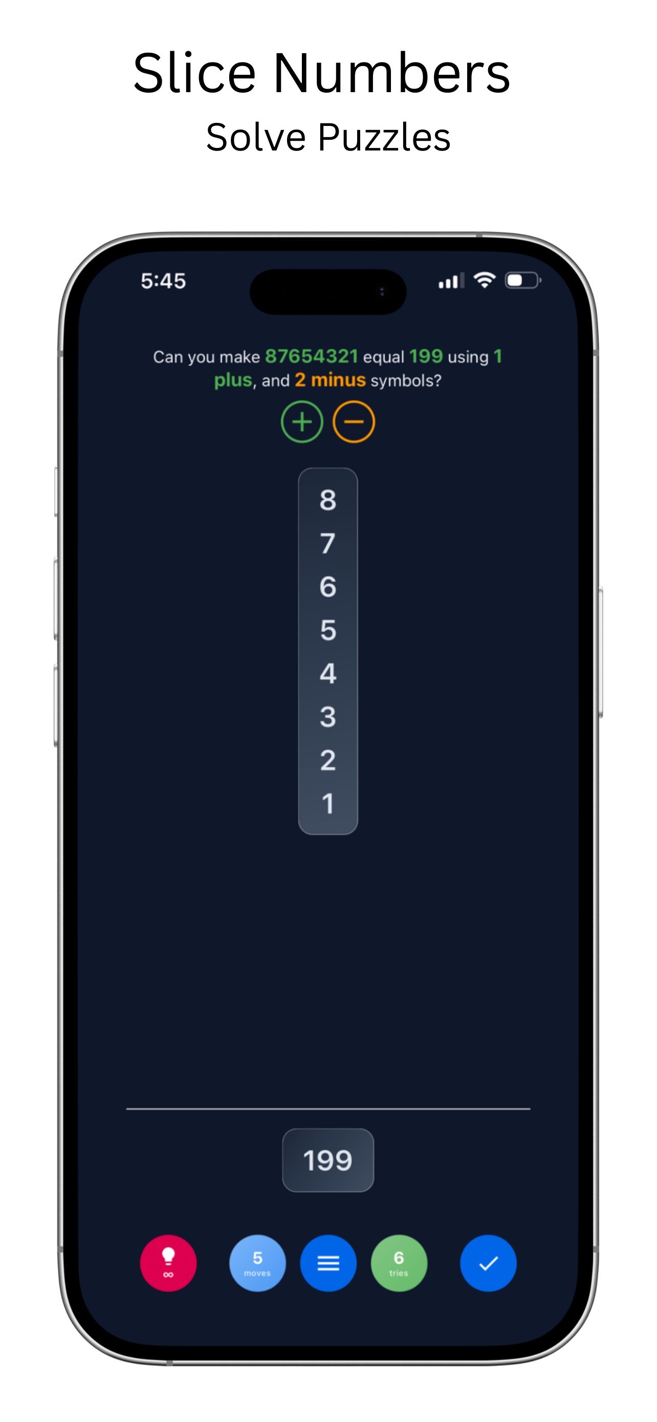 SliceSum gameplay - slice numbers to solve puzzles