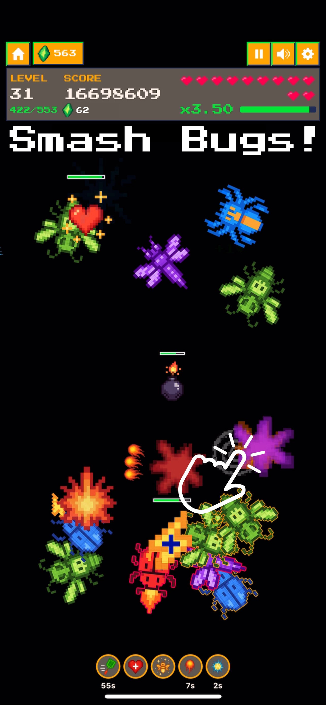 Smash'Em Up! gameplay - smash bugs
